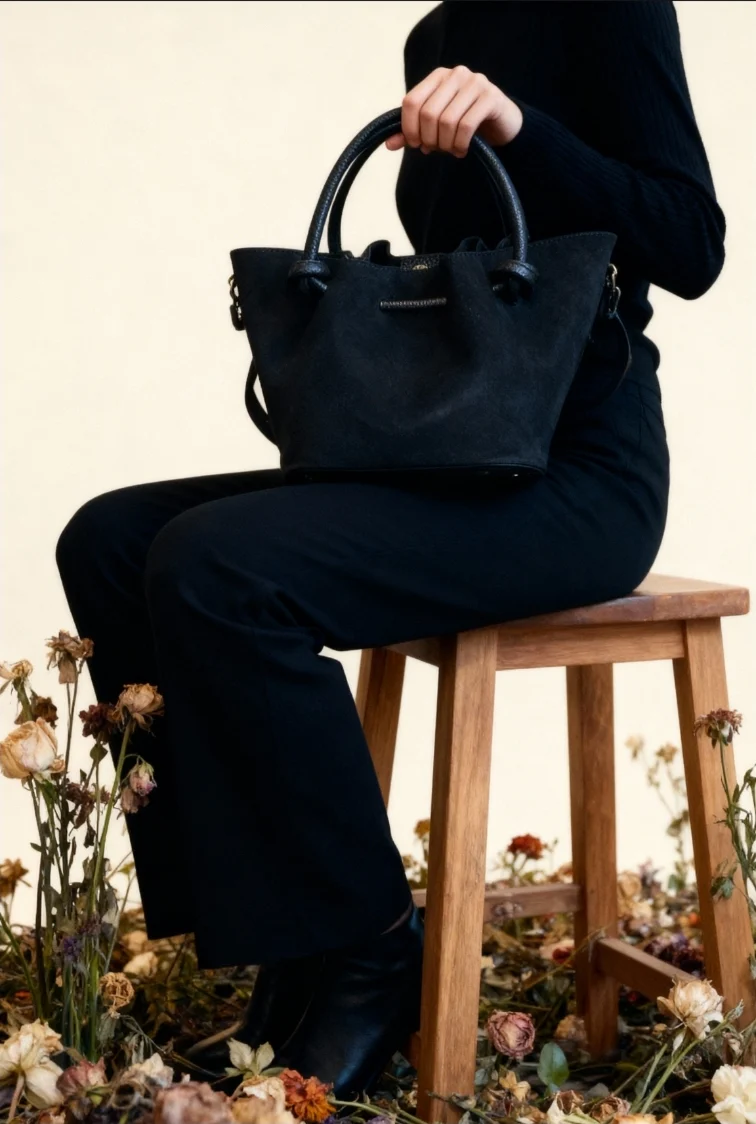 Barcelona Suede Premium Italian Leather Bag - Image 11